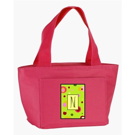 Carolines Treasures Monogram Letter N - Lime Green Zippered Insulated School Washable and Stylish Lunch Bag Cooler CJ1010-N-PK-8808